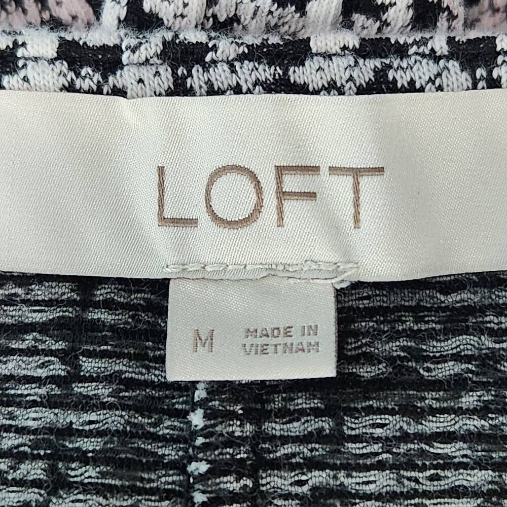 LOFT Black and White Babydoll Dress Size Medium Textured Scoop Neck Swing Dress - Picture 9 of 11